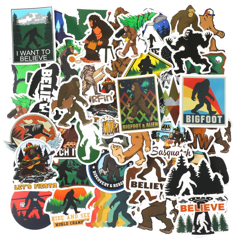 Spakon 150 Pieces Bigfoot Outdoor Nature Vinyls Stickers Waterproof Laptop Sticker Decal Cute Cool Aesthetic Vinyl Decal for Luggage Skateboard Water Bottle Computer Refrigerator Guitar