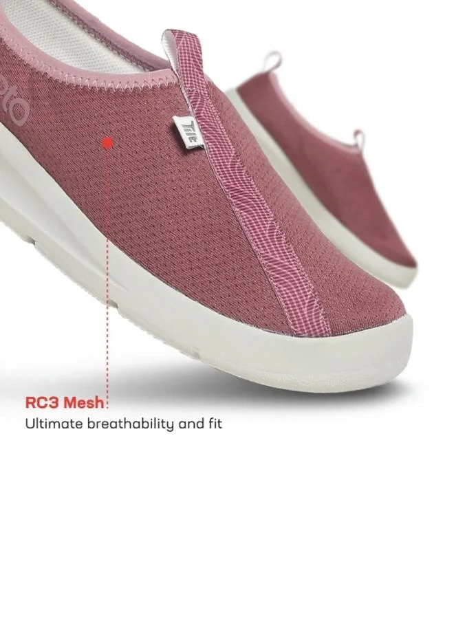 PLAETO EZPlay Pink Textile Slip-On Sports Sneakers for Women