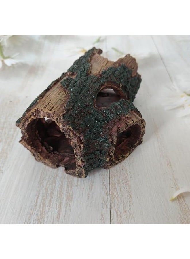 Huangxin Aquarium Decaying Trunk Ornament, Resin Fake Logs Fish Tank Decor with Holes, 5.3 inch Driftwood Wood Decorations Ornament, Hollow Betta Hideout Reptile Hideaway Caves, Turtle Tree Trunk Hide Cave - Image 3