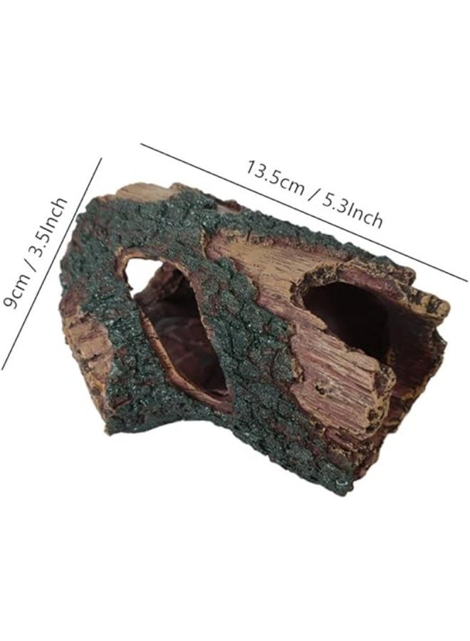Huangxin Aquarium Decaying Trunk Ornament, Resin Fake Logs Fish Tank Decor with Holes, 5.3 inch Driftwood Wood Decorations Ornament, Hollow Betta Hideout Reptile Hideaway Caves, Turtle Tree Trunk Hide Cave - Image 2