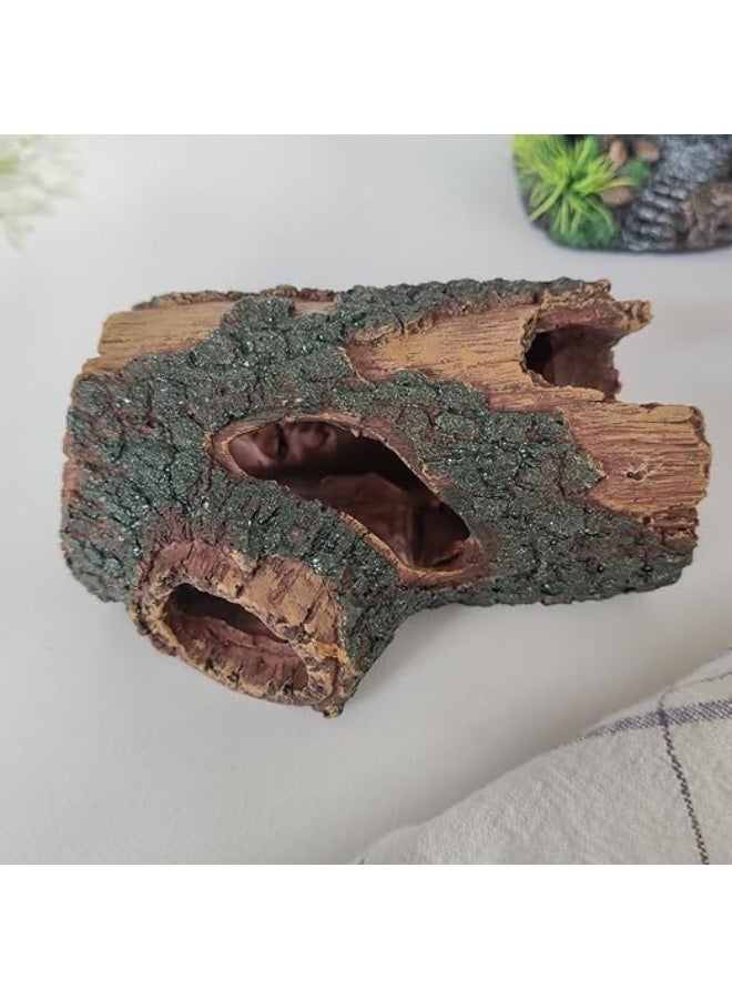 Huangxin Aquarium Decaying Trunk Ornament, Resin Fake Logs Fish Tank Decor with Holes, 5.3 inch Driftwood Wood Decorations Ornament, Hollow Betta Hideout Reptile Hideaway Caves, Turtle Tree Trunk Hide Cave - Image 4