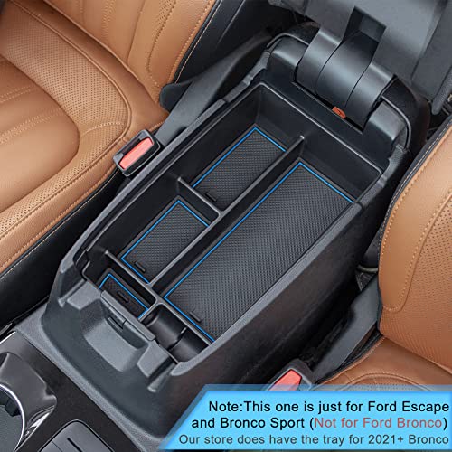 TOPINSTALL Blue Center Console Organizer Compatible with Ford Escape 2020-2025/ Bronco Sport 2021-2025 Accessories, Armrest Box Long Compartment Storage Tray Coin Container - Image 3