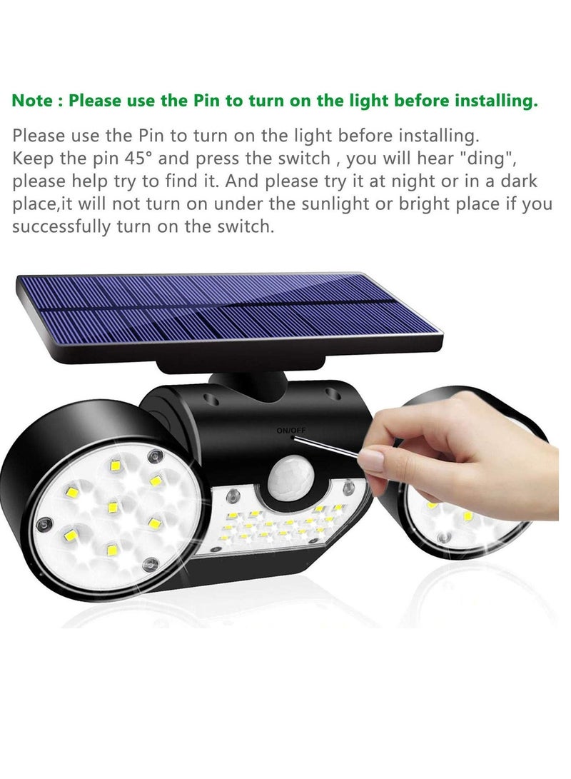 SOLARAE Solar Lights Outdoor 30 LED Solar Security Light with Motion Sensor Dual Head Spotlights IP65 Waterproof 360Â° Adjustable LED Solar Motion Lights for Front Door Garage Patio Deck, 1 Pack - Image 2