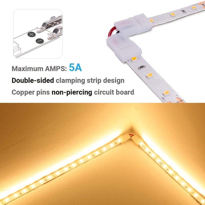Adjustable 90 Degree L Shaped Connectors 5pcs For 5050 RGB LED Strip Lights - Image 3