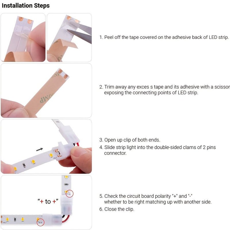 Adjustable 90 Degree L Shaped Connectors 5pcs For 5050 RGB LED Strip Lights - Image 4