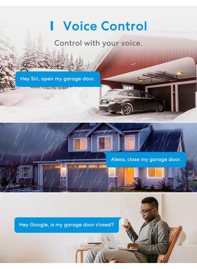 meross meross Smart Garage Door Opener Remote with External Antenna, Up to 3 Single Doors, Compatible with Apple HomeKit, Amazon Alexa, Google Assistant, SmartThings, App Control, No Hub Needed  - Image 4