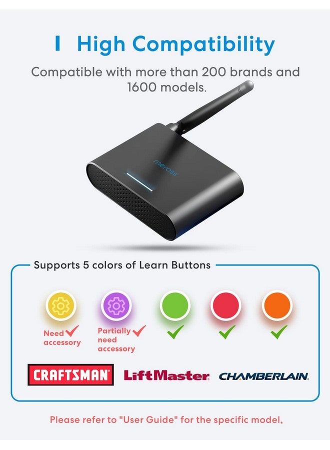 meross meross Smart Garage Door Opener Remote with External Antenna, Up to 3 Single Doors, Compatible with Apple HomeKit, Amazon Alexa, Google Assistant, SmartThings, App Control, No Hub Needed  - Image 1
