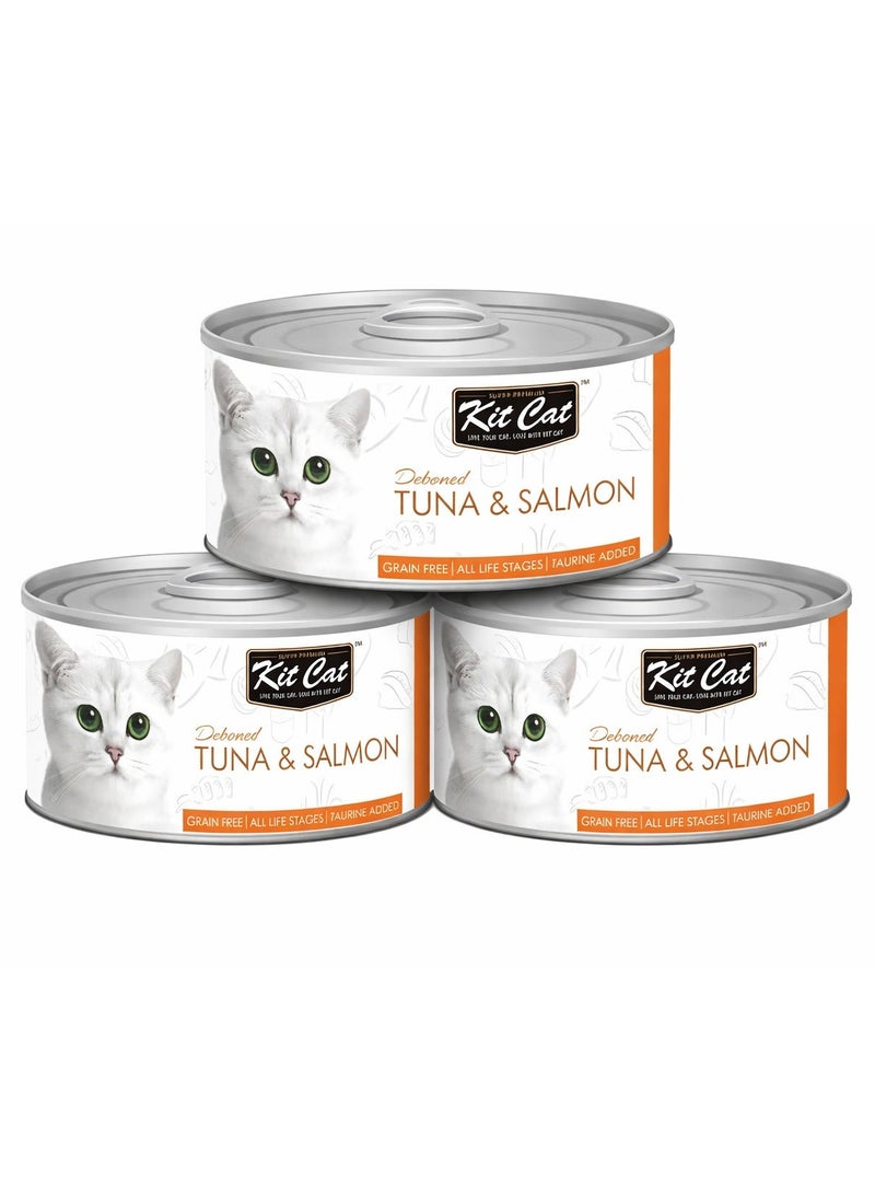 Kit Cat wet food deboned tuna and salmon 80g (3 cans) - Image 1