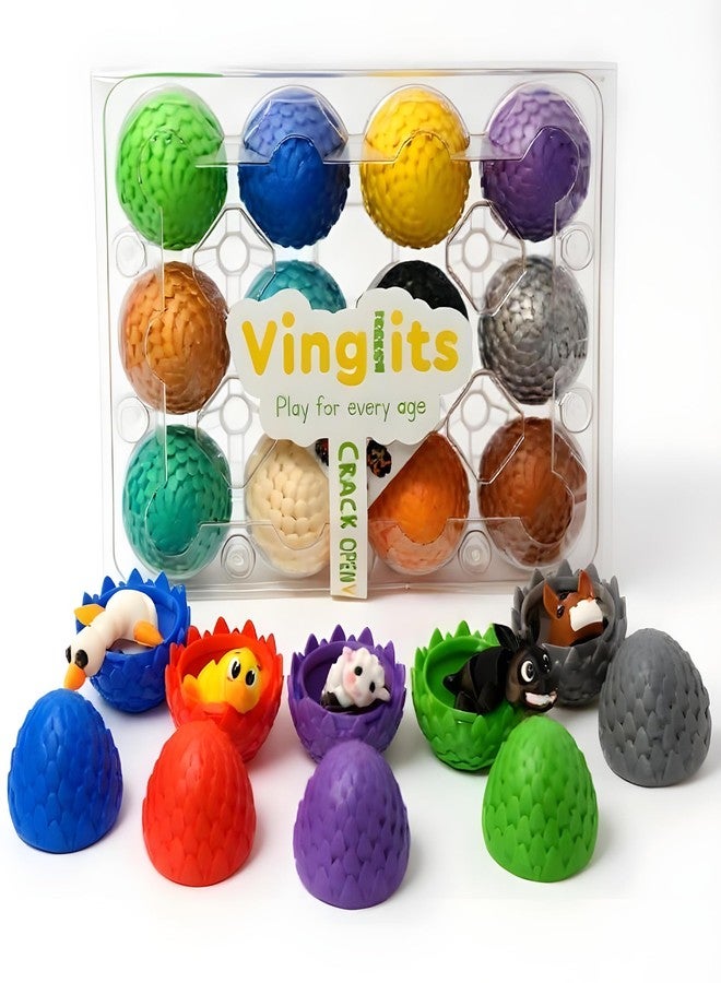 Vinglits Mystery Eggs – 3D Printed Animal Fidget Toys – Collectible Fidget Toys – Farm, Wild, Aqua, Bug, and Fantasy Themes – Packs of 2, 6, or 12 – Fun for Kids & Gifting (Farm Buddies, Pack of 12) - Image 1