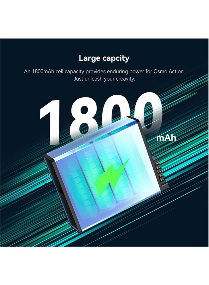 aMagisn بطارية لكاميرات DJI OSMO Action 5/4/3، 1800 مللي أمبير مع حماية متعددة، ملحق بطارية متين، بدون نوافذ منبثقة - Image 5