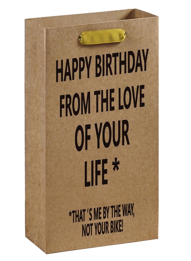 WRAPAHOLIC 13" Large Birthday Kraft Paper Gift Bag - The Love of Your Life That's Me Not Your Bike Lettering Funny Paper Bags for Birthday, Bike Lover, Husband, Boyfriend - Image 1