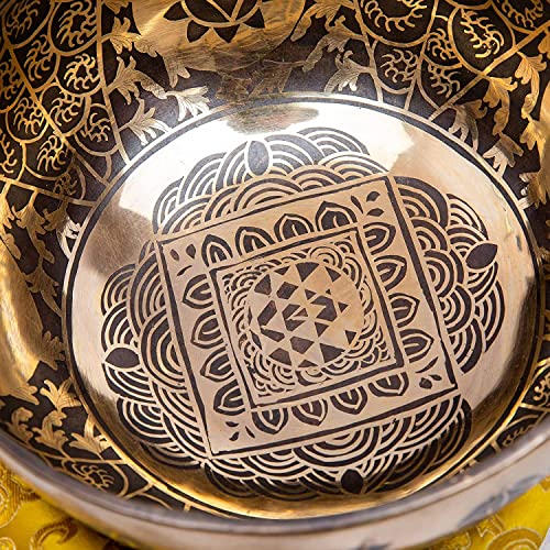 HIMALAYAN BAZAAR Large Tibetan Singing Bowl Set - 8.5" Master Healing Grade For Sound Bath Chakra 7 Metal Meditation Yoga By Himalayan Bazaar - Image 3