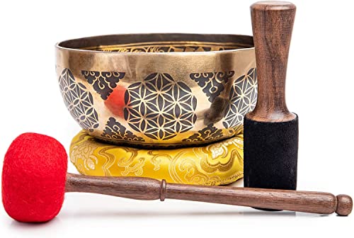 HIMALAYAN BAZAAR Large Tibetan Singing Bowl Set - 8.5" Master Healing Grade For Sound Bath Chakra 7 Metal Meditation Yoga By Himalayan Bazaar - Image 5