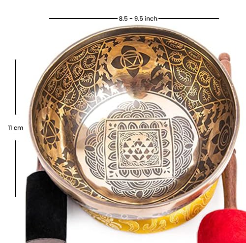 HIMALAYAN BAZAAR Large Tibetan Singing Bowl Set - 8.5" Master Healing Grade For Sound Bath Chakra 7 Metal Meditation Yoga By Himalayan Bazaar - Image 2