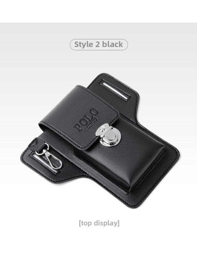 Generic Vertical Mobile Phone Waist Bag Ultra-thin Mobile Phone Leather Case Hanging Waist Wear Belt Mobile Phone Bag Trouser Belt Bag Mobile Phone Bag Men's 662-Color:772  Bit Black - Image 1
