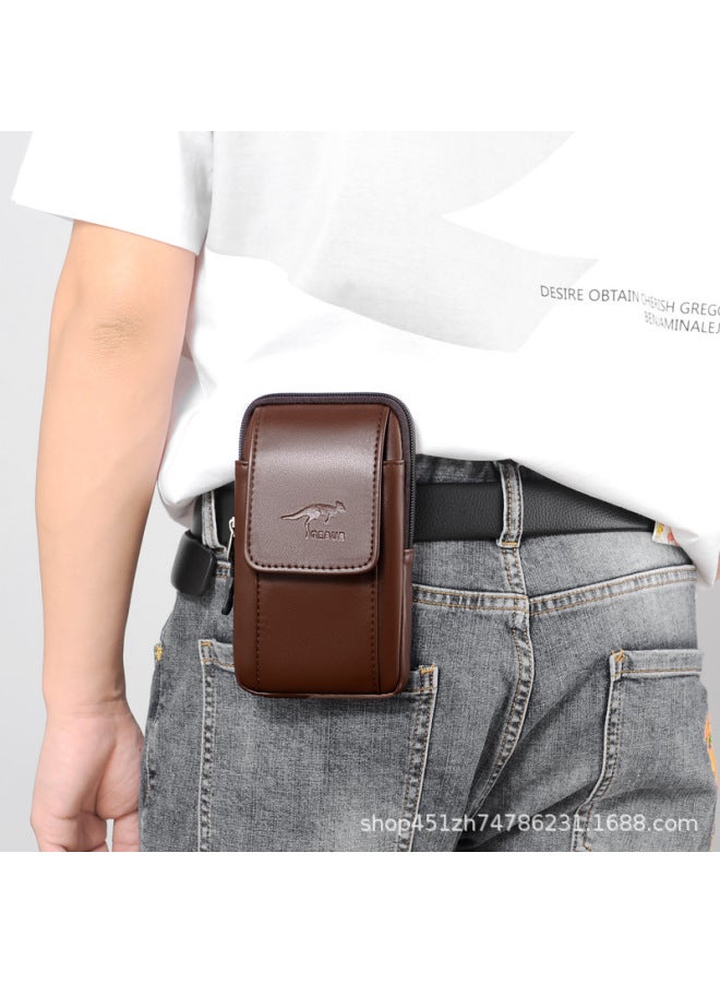 Generic Vertical Mobile Phone Waist Bag Ultra-thin Mobile Phone Leather Case Hanging Waist Wear Belt Mobile Phone Bag Trouser Belt Bag Mobile Phone Bag Men's 662-Color:772  Bit Black - Image 4