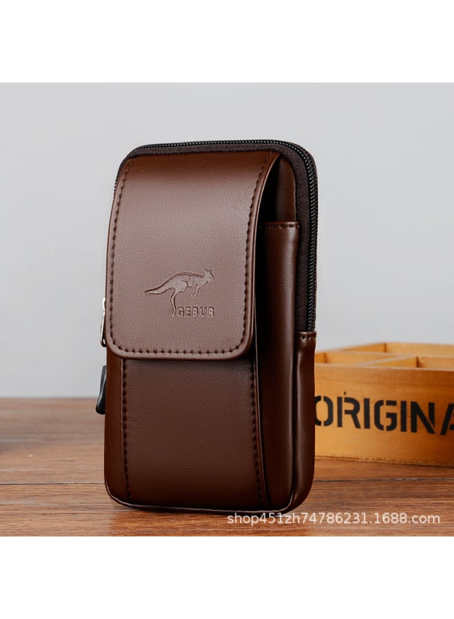 Generic Vertical Mobile Phone Waist Bag Ultra-thin Mobile Phone Leather Case Hanging Waist Wear Belt Mobile Phone Bag Trouser Belt Bag Mobile Phone Bag Men's 662-Color:772  Bit Black - Image 2