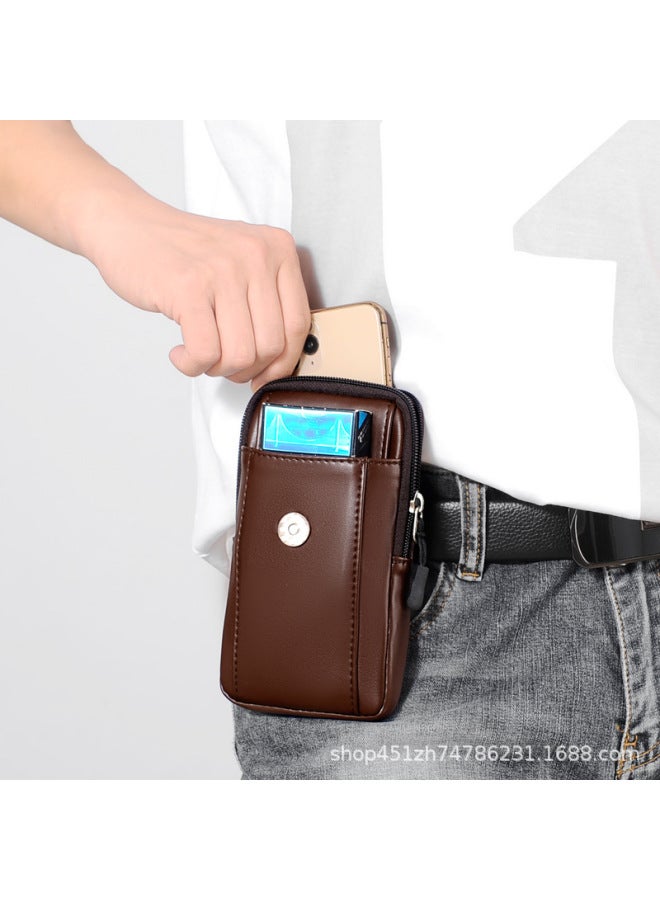 Generic Vertical Mobile Phone Waist Bag Ultra-thin Mobile Phone Leather Case Hanging Waist Wear Belt Mobile Phone Bag Trouser Belt Bag Mobile Phone Bag Men's 662-Color:772  Bit Black - Image 3