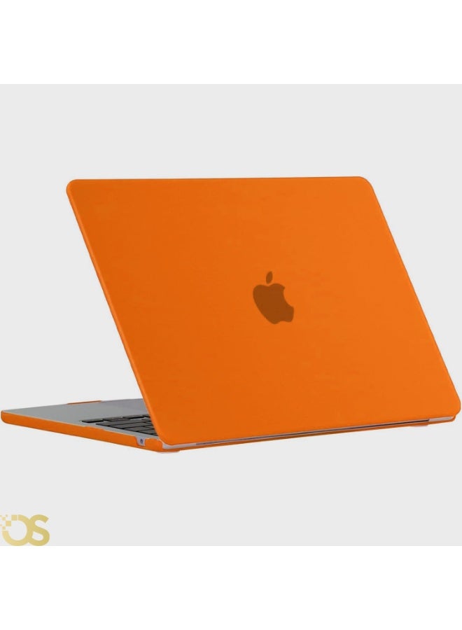 OS STORE Hard Shell Case for MacBook Air 15-inch — Scratch and impact resistant protection, slim and lightweight design with ventilation to maintain device cooling, easy to install and ideal for daily use — Compatible with MacBook Air 15 models A3241 M4 2025, A3114 M3 2024, A2941 M2 2023 (Matte Case orange WITH screen protector) - Image 1