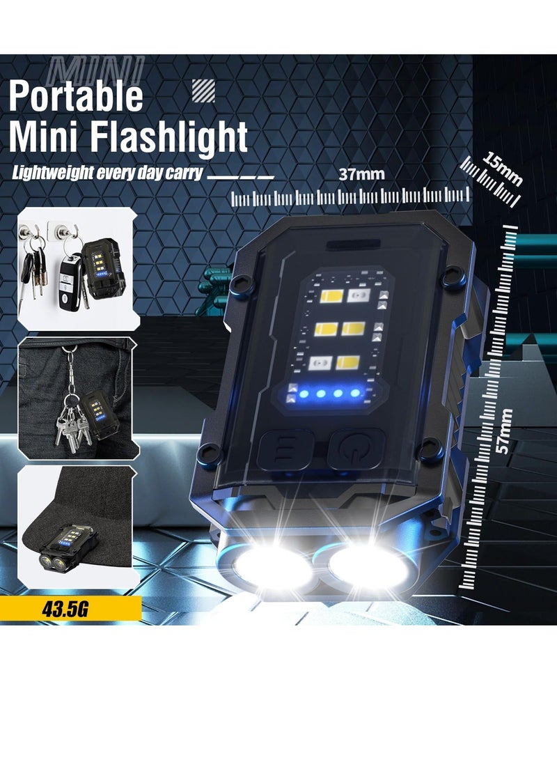 Small Powerful Flashlight, LED EDC with Red Blue Flash Light, USB C Rechargeable Portable Keychain Flashlights for Camping Hiking Emergency - Image 3