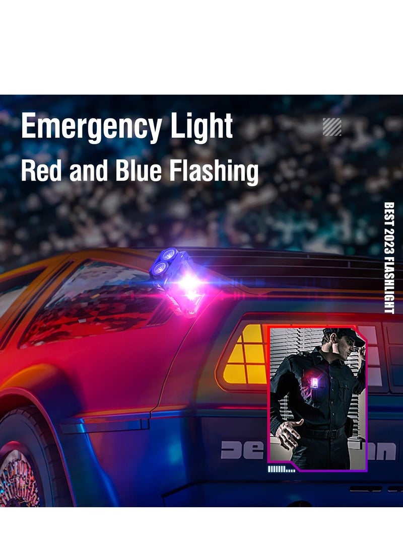Small Powerful Flashlight, LED EDC with Red Blue Flash Light, USB C Rechargeable Portable Keychain Flashlights for Camping Hiking Emergency - Image 5