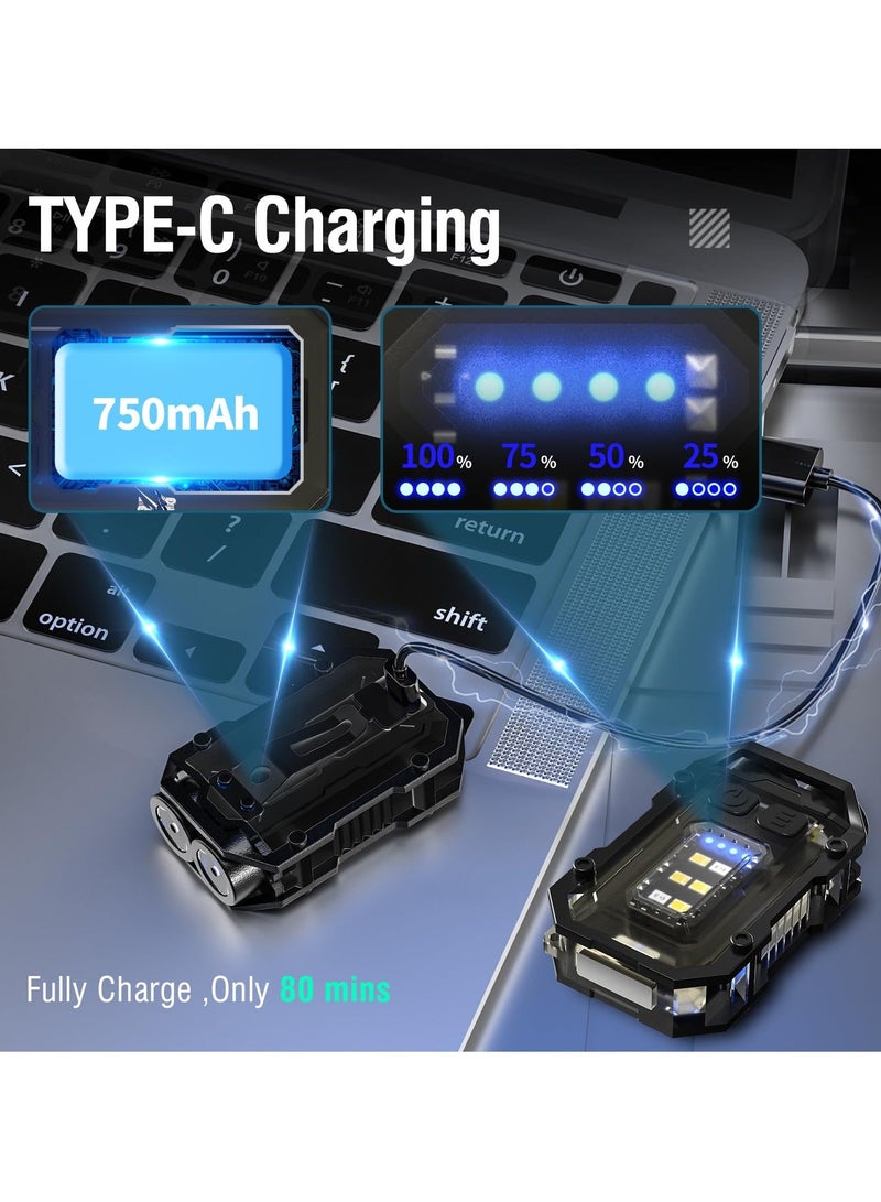 Small Powerful Flashlight, LED EDC with Red Blue Flash Light, USB C Rechargeable Portable Keychain Flashlights for Camping Hiking Emergency - Image 2