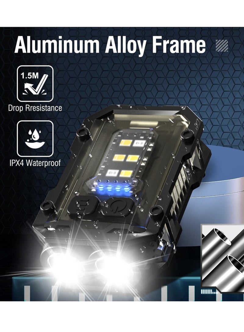 Small Powerful Flashlight, LED EDC with Red Blue Flash Light, USB C Rechargeable Portable Keychain Flashlights for Camping Hiking Emergency - Image 4