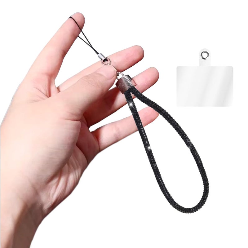 GadgetBite Small Diamond Charm Phone Lanyard: Stylish Cross-Body Mobile Holder Strap, Hands-Free Neck Chain Accessory, Ideal for iPhone & Most Smartphones with Charms for Phone Cases-(Black) - Image 1