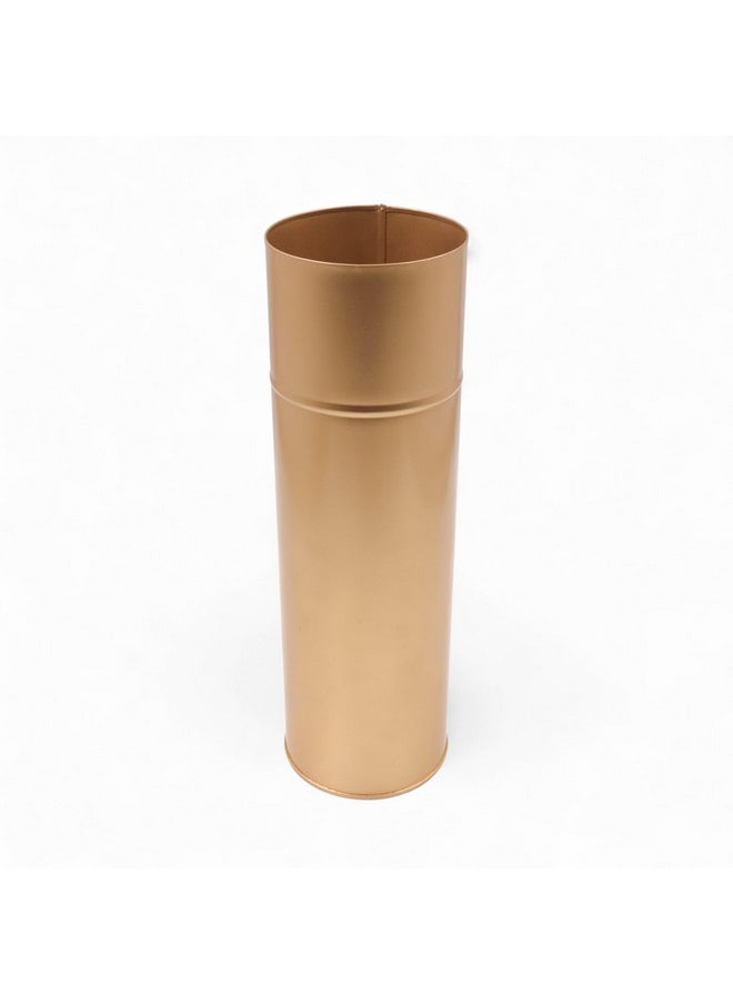 Hosley - 14In H Gold Metal Vase With Pvc Liner, Ideal Gift For Wedding Home Office Party Dyi Indoor Outdoor Garden Patio - Image 1