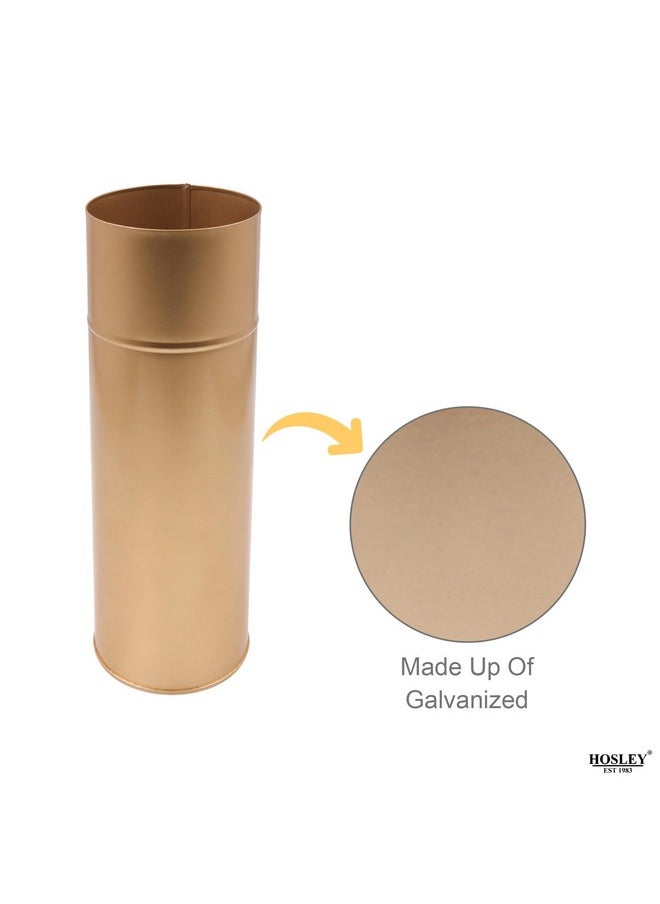 Hosley - 14In H Gold Metal Vase With Pvc Liner, Ideal Gift For Wedding Home Office Party Dyi Indoor Outdoor Garden Patio - Image 1