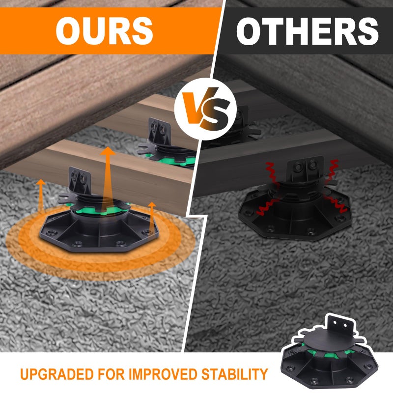 MCCKLE 24Pack Adjustable Deck Support Pedestal with Fastener Ring, Deck Foundation Support Base, Deck Blocks Adjustable Plastic Pedestal Paver Flooring Joist Supports Raising from1-9/16 to 2-3/8" by MCCKLE - Image 2