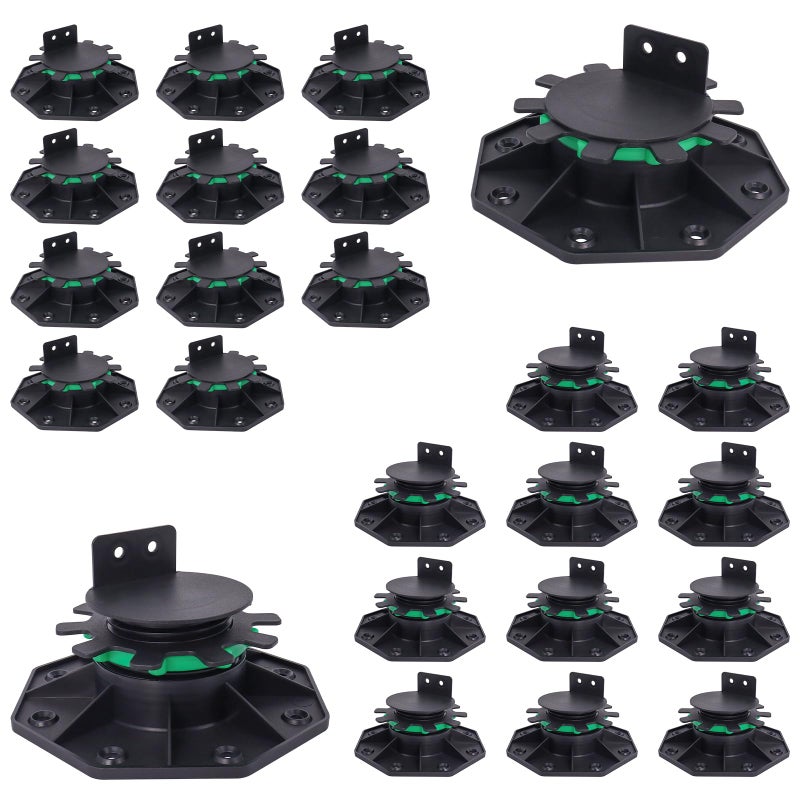 MCCKLE 24Pack Adjustable Deck Support Pedestal with Fastener Ring, Deck Foundation Support Base, Deck Blocks Adjustable Plastic Pedestal Paver Flooring Joist Supports Raising from1-9/16 to 2-3/8" by MCCKLE - Image 1