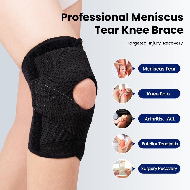 JOMVD Knee Brace for Meniscus Tear, Knee Pain, ACL, MCL, Adjustable Breathable Knee Support with Side Stabilizers for Knee Pain Arthritis Recovery Joint Support, Women and Men, Medium - Image 2