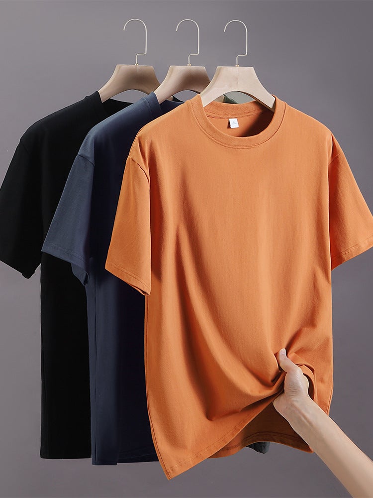 Heavy Cotton Short-Sleeved T-Shirt Men'S And Women'S Basic Pure White T-Shirt Base Shirt Men'S Half-Sleeved Trendy - Image 5