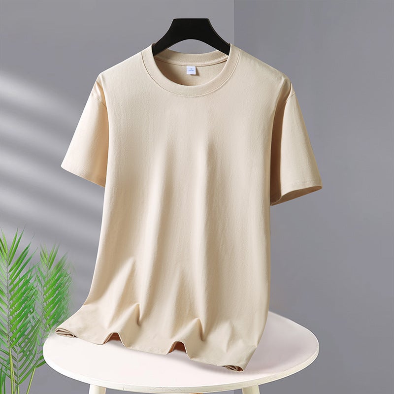 Heavy Cotton Short-Sleeved T-Shirt Men'S And Women'S Basic Pure White T-Shirt Base Shirt Men'S Half-Sleeved Trendy - Image 1