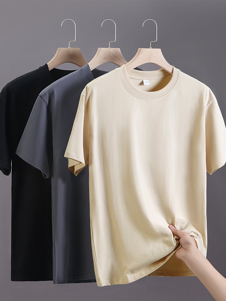 Heavy Cotton Short-Sleeved T-Shirt Men'S And Women'S Basic Pure White T-Shirt Base Shirt Men'S Half-Sleeved Trendy - Image 4