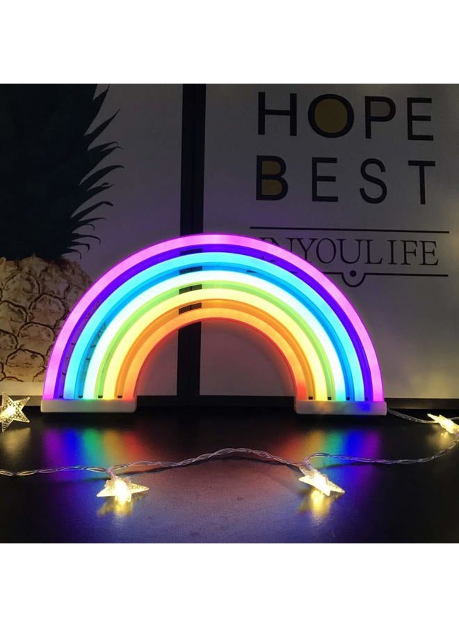 QiaoFei Rainbow Neon Light Signs,Rainbow Wall Decor for Girls Children Baby Room LED Lamp Rainbow Decor Kids Gifts,Battery or USB Operated Table LED Night Lights - Image 2