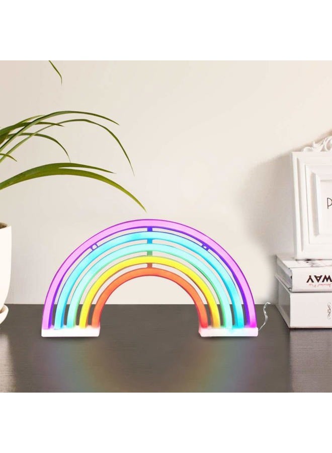 QiaoFei Rainbow Neon Light Signs,Rainbow Wall Decor for Girls Children Baby Room LED Lamp Rainbow Decor Kids Gifts,Battery or USB Operated Table LED Night Lights - Image 4