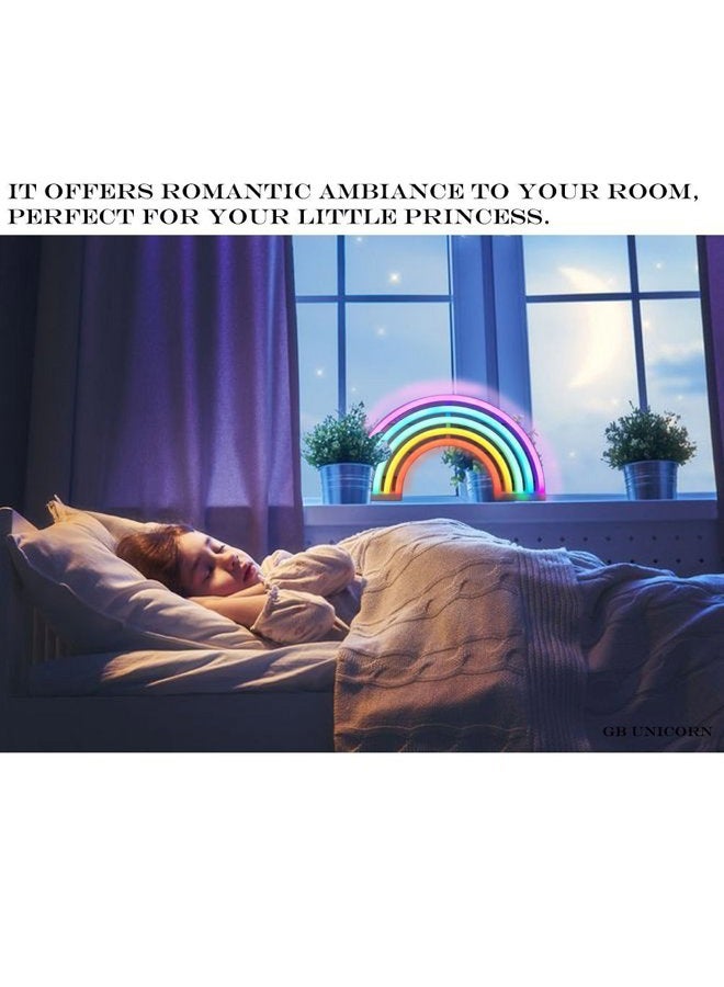 QiaoFei Rainbow Neon Light Signs,Rainbow Wall Decor for Girls Children Baby Room LED Lamp Rainbow Decor Kids Gifts,Battery or USB Operated Table LED Night Lights - Image 5