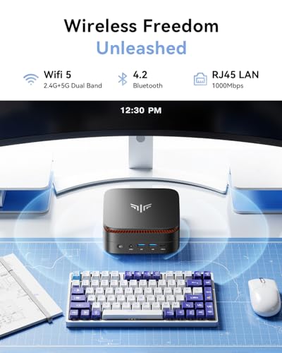 KAMRUI P1 Mini PC AMD Ryzen 3300U (4C/4T, up to 3.5GHz), Mini Desktop Computer 16GB RAM 256GB M.2 SSD, 4K Triple Display/LAN/WiFi/BT/USB3.2 Type-C/HDMI 2.0/DP 1.4 Mini Computer for Home Office - Image 5