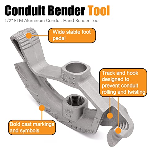 Fuzbaxy 1/2-inch EMT Conduit Pipe,Conduit Hand Bender Tool for 1/2 in. EMT Pipes,Bender Head Aluminum - Image 2