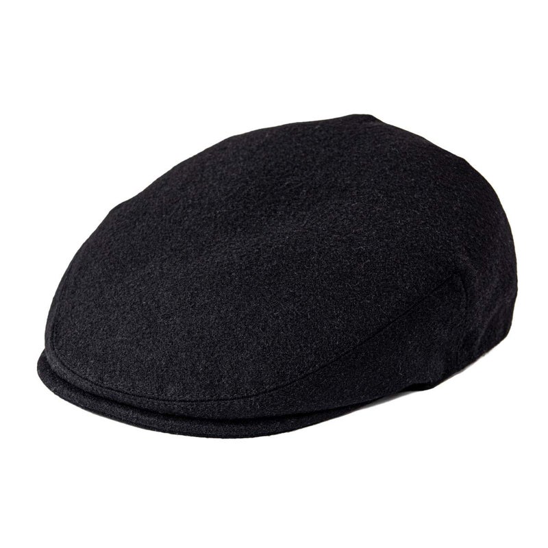 FEINION Men's Wool Tweed Newsboy Ivy Cap Gatsby Golf Flat Hat (Black, 7 1/2) - Image 1