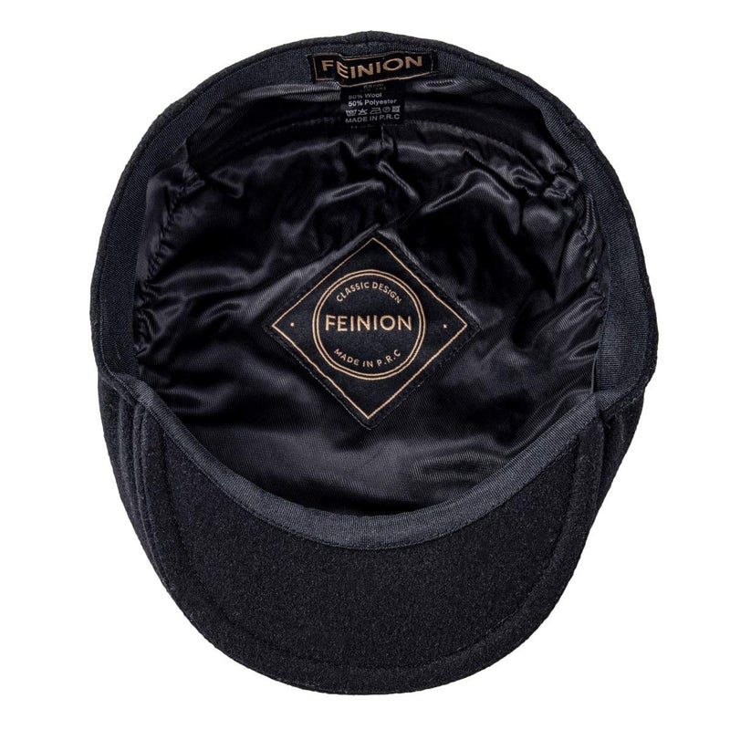 FEINION Men's Wool Tweed Newsboy Ivy Cap Gatsby Golf Flat Hat (Black, 7 1/2) - Image 5
