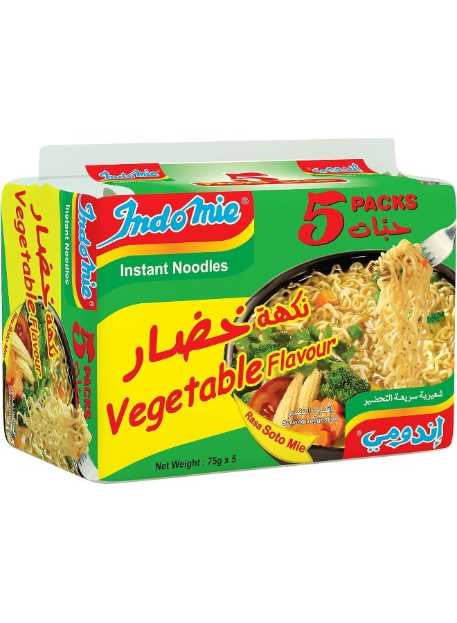 Indomie نودلز إندومي سوتو الفورية، بنكهة الخضار مع مسحوق التوابل والصلصة (عبوة من 5 - 75 جرام لكل منها) - Image 1