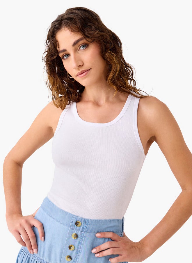 Splash FAV Ribbed Sleeveless Tank Top with Scoop Neck - Image 1