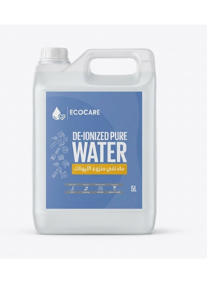Ecocare LLC Eco Water Pure Deionized Water 5L – Distilled Water for Medical Use, Pure Water, Contaminant-Free, Impurity-Free, Ideal for Labs, Equipment, Humidifiers, Batteries - Image 1