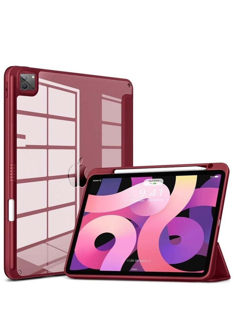 EVO Hybrid Case Compatible with iPad Pro 11 Inch (2022/2021/2020/2018, 4th/3rd/2nd/1st Generation) - Ultra Slim Shockproof Clear Cover w/Pencil Holder, Auto Wake/Sleep, Redwin  - Image 1