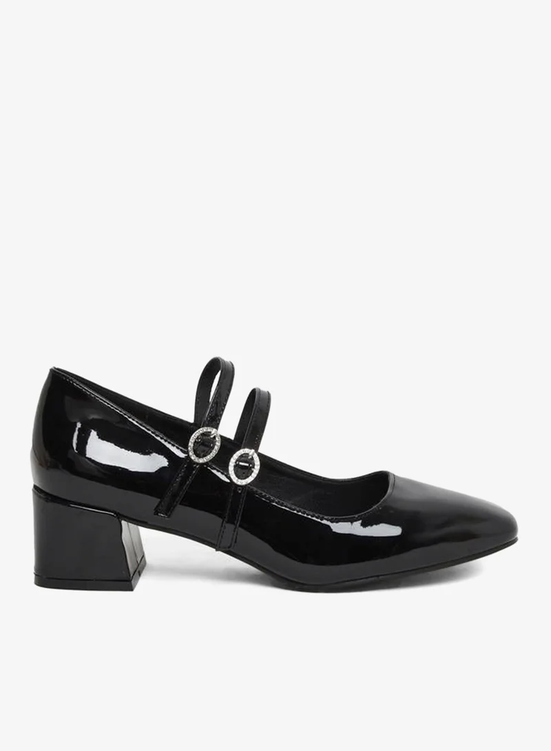 Black Block Heel Mary Jane Shoes