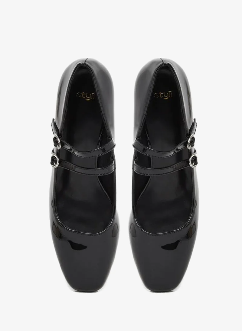Styli Black Black Block Heel Mary Jane Shoes for Women | Best Price UAE