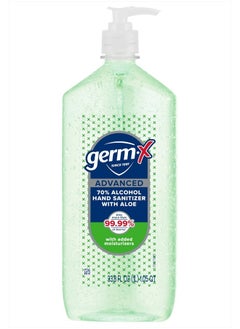 Germ-X Advanced Hand Sanitizer with Aloe and Vitamin E, Non-Drying Moisturizing Gel, Instant and No Rinse Formula, Pump Bottle, 1 Liter  - Image 1